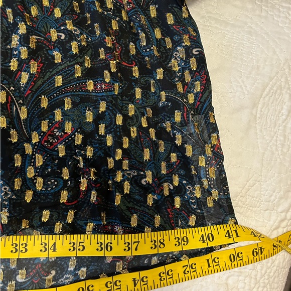 ZARA sheer with metallic thread blue floral printed blouse. Size XL.Boho chic. - Picture 7 of 7